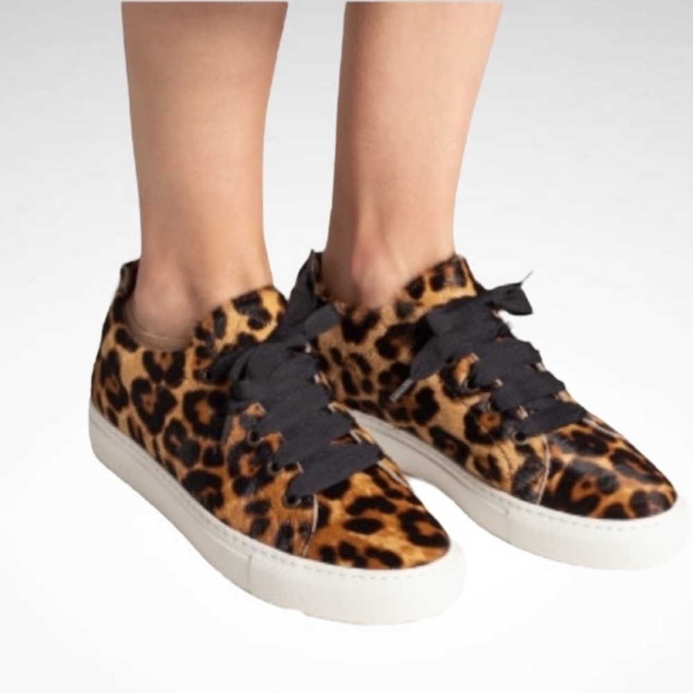 MANEBI PONY-STYLE CALFSKIN Leopard Trainers Sneakers Size 37